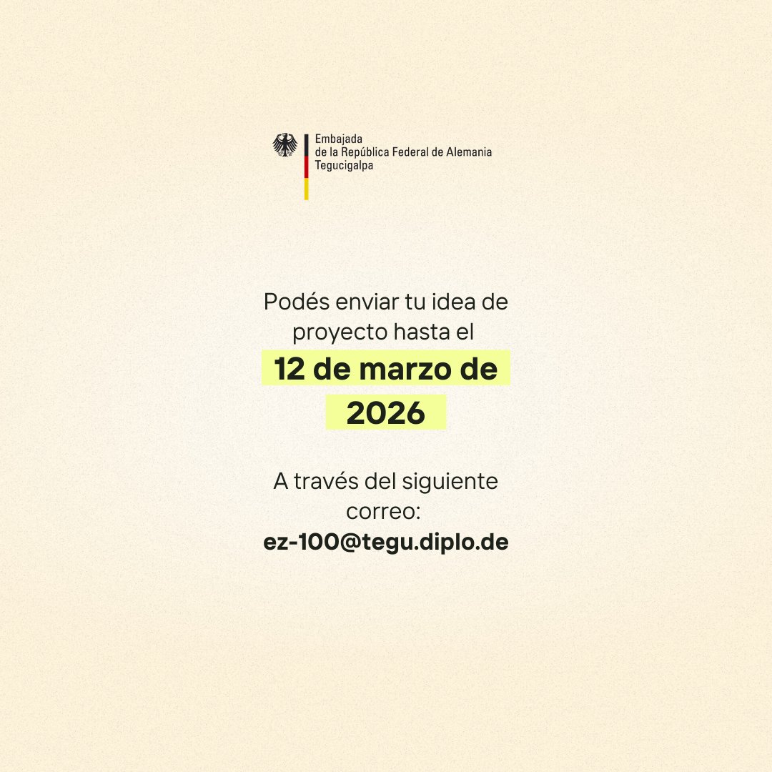 AlemaniaenHN's tweet photo. ¿Ya enviaste tu postulación a nuestra convocatoria de Microproyectos?🙌📝

Si estás preparando tu propuesta, revisá estas recomendaciones para evitar errores comunes al llenar tu formulario.

📅Fecha máxima 12/03
✍️Info y formulario: https://t.co/ycFnlqj0A3
✉️ez-100@tegu.diplo.de https://t.co/cfHT13St1k