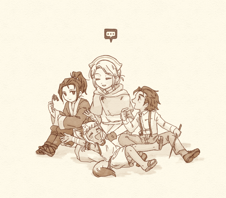 過去絵で好きなやつ
発売記念に描いた8人（夜FCコンビ）と過去回想内で動かせる人たち