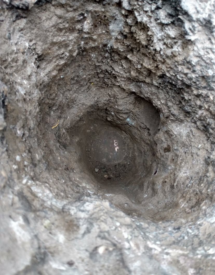 During a recent intersection reconstruction, survey crews uncovered two 1947 brass cap monuments buried 18 inches beneath a city roadway, with the assistance of a Schonstedt GA-52Cx Magnetic Locator.

(Story and pictures courtesy of @dioptra_survey on Instagram)