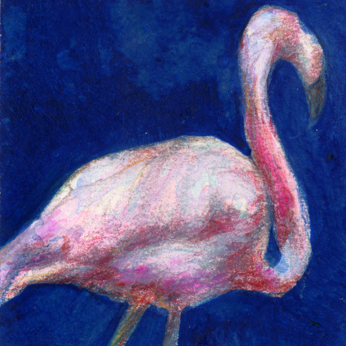 フラミンゴ(油絵)