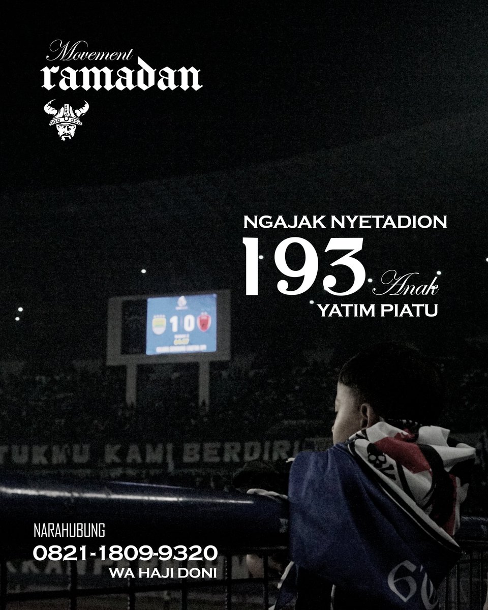 Bismillah, VPC Ramadan Movement mengajak anak-anak yatim piatu untuk nyetadion bareng menyaksikan laga Persib versus Madura United.

Silahkan, kalian bisa langsung menghubungi nomor yang tertera di flyer.

Ramadan hadir untuk mengingatkan: Berbagi itu indah.