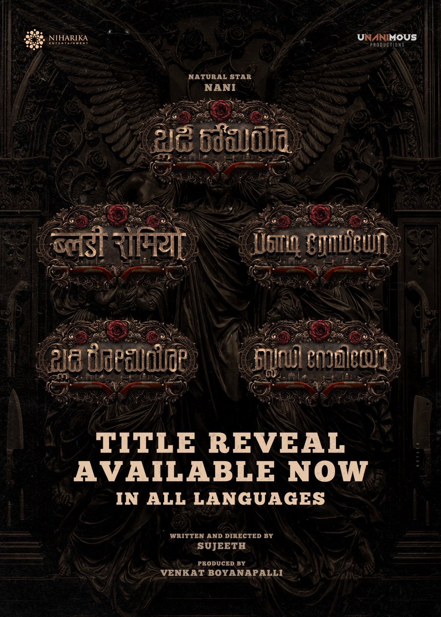#BloodyRomeo Title Reveal is now out in all 5 languages 💥💥

Let’s make some noise for the No.1 Gangsta ❤️‍🔥

▶️ bit.ly/BloodyRomeoFir…

Natural Star <a href="/NameisNani/">Nani</a> @SujeethSign @niharikaent @unanimousprods @bloodyromeofilm