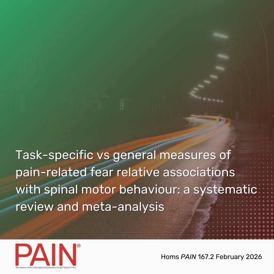 PAINthejournal's tweet photo. Homs et al. find that task-specific fear measures are more strongly linked to altered spinal motor behavior than general fear scales, supporting more targeted assessment of movement-related fear in musculoskeletal pain. Learn more in #PAIN https://t.co/DIFLAwsraS https://t.co/6YH6IPQx9L