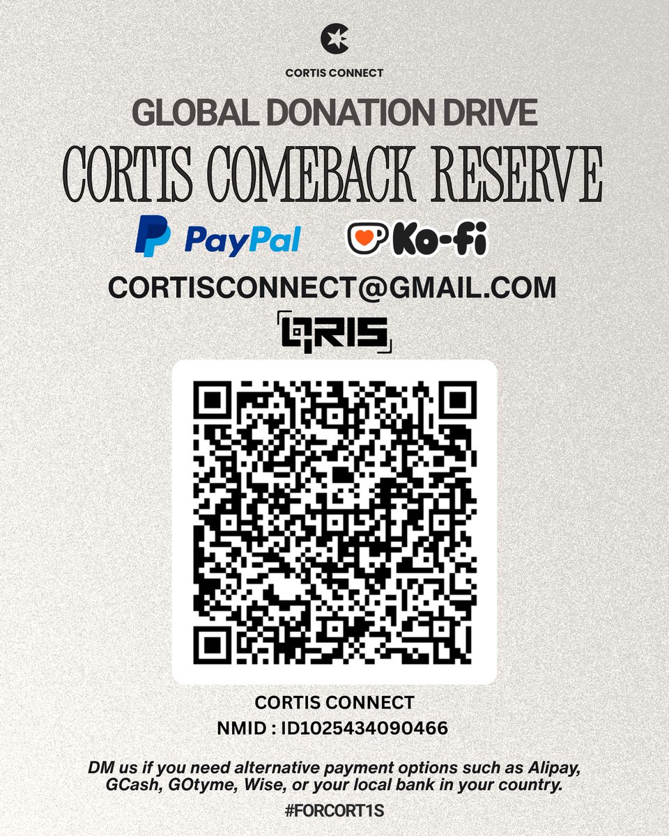 🚨 CORTIS 1st COMEBACK – GLOBAL DONATION UPDATE 🚨

Global Donation Drive is STILL OPEN to support CORTIS’s 1st comeback 

Donate here: bit.ly/FORCORT1S

Donation will CLOSE H-7 before comeback date.

Every donation strengthens digital points. Every supporter builds this