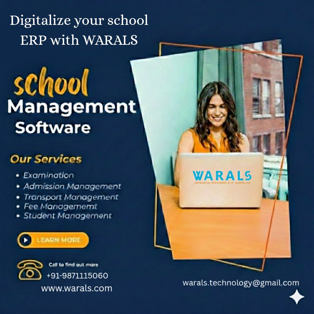 WaralsT's tweet photo. Transform school operations with WARALS.
Admissions, exams, fees, transport &amp; student records — all streamlined in one smart platform.
faster processes, smarter decisions, better communication.
🌐 https://t.co/VxfgE7uZVI�
📞 +91-9871115060
✉️ warals.technology@gmail.com https://t.co/jzzNpf2u60