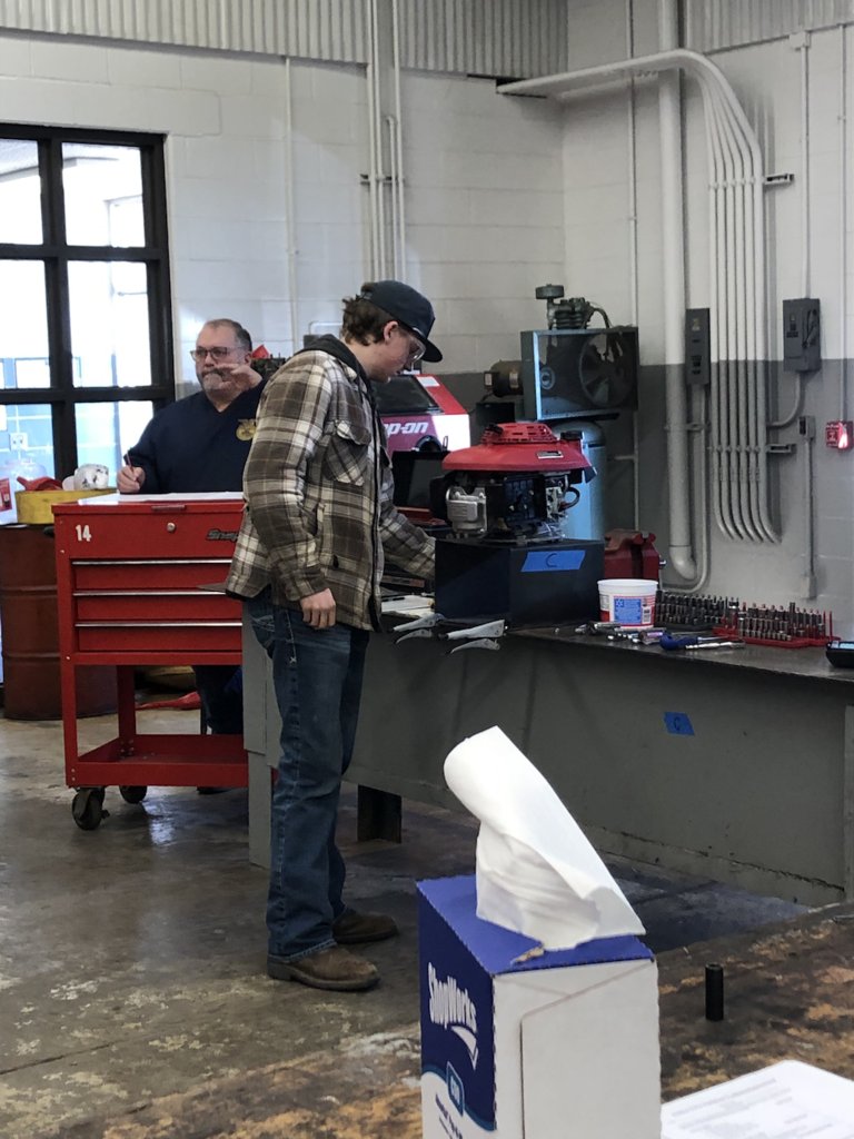 PilotsPrincipal's tweet photo. Keagan French, Levi Ankney, and Wyatt Price competed in the FFA District 1 Outdoor Power Equipment contest at Four County Career Center. They demonstrated skills in small engine repair, troubleshooting, parts ID, and precision measurement—earning 3rd place overall! https://t.co/16wcaatn1M