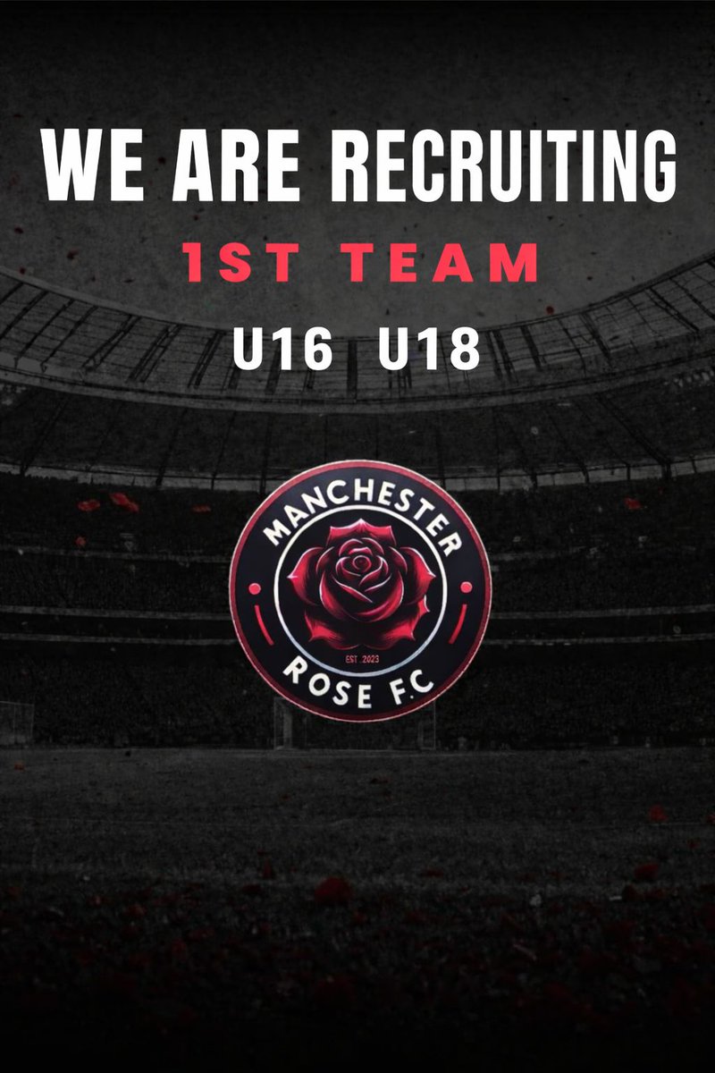 We are looking to bolster our teams to finish the season strong. 

Manchester-based team with 1st in the Lancs &amp; Cheshire League , U18 &amp; U16 in the Junior Premier League , we offer a pathway for players to grow and experience higher level football.

DM us for details and trials.