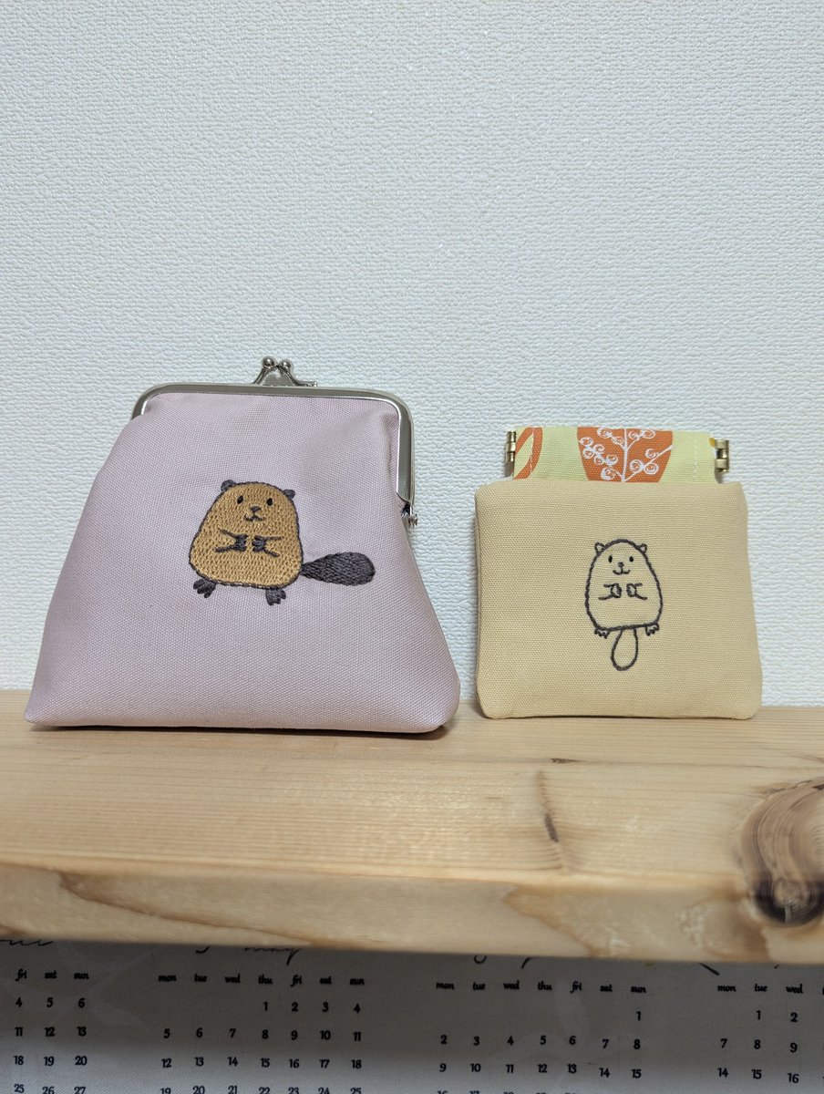 オーダー品のビーバー🦫がま口👛ができあがりました(*´ч