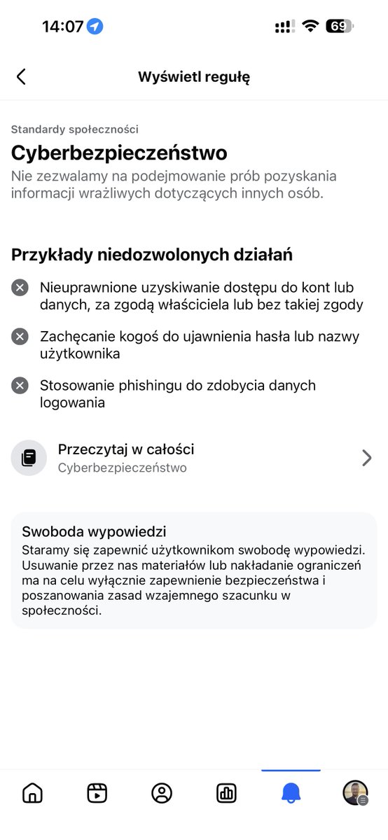 pspyra's tweet photo. Spotkała mnie dziś taka o to niespodzianka - Facebook nagle i niespodziewanie nałożył na mnie ograniczenia - przez tydzień nie mogę odpisywać na messengerze. W uzasadnieniu jest podejrzenie o cyberbezpieczeństwo (!?). Czy spotkał się ktoś z Was z takim przypadkiem? Gdzie to się można odwołać?:) @Meta @niebezpiecznik