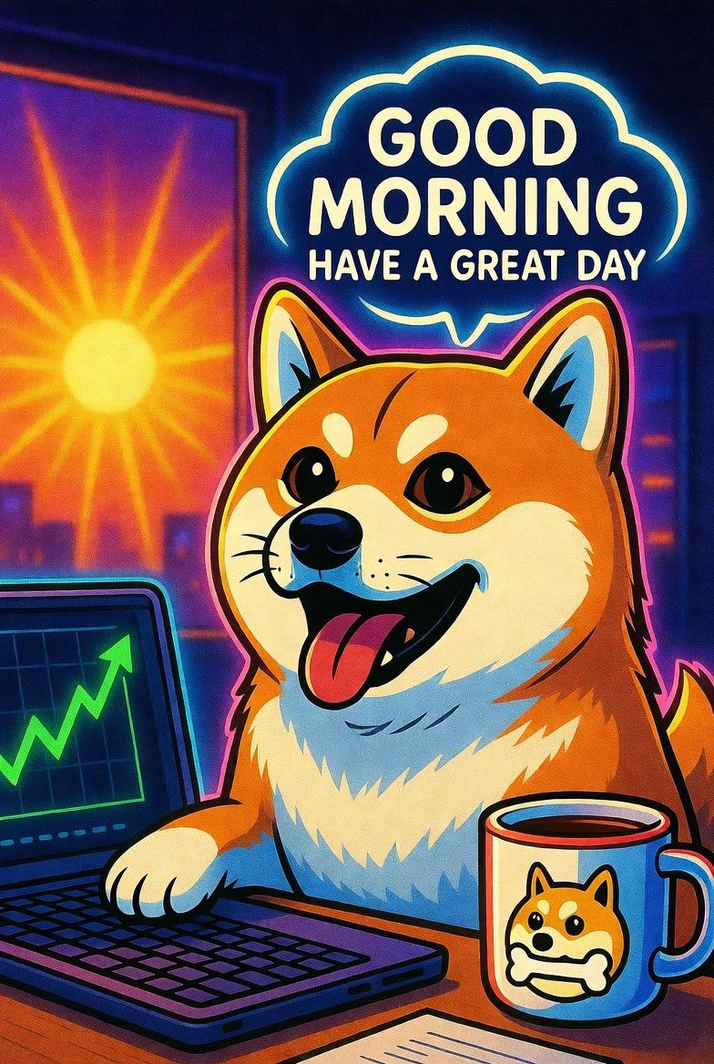 Good morning world!☕️🌞 Halfway through the work week &amp; $DOGE is in the green!🙌🏻
Enjoy your day! To the moon!🐕🚀
#Dogecoin #Crypto