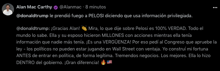 La respuesta de Donald Trump sobre los dichos sobre PELOSI en <a href="/front_ar/">front ☂️</a>