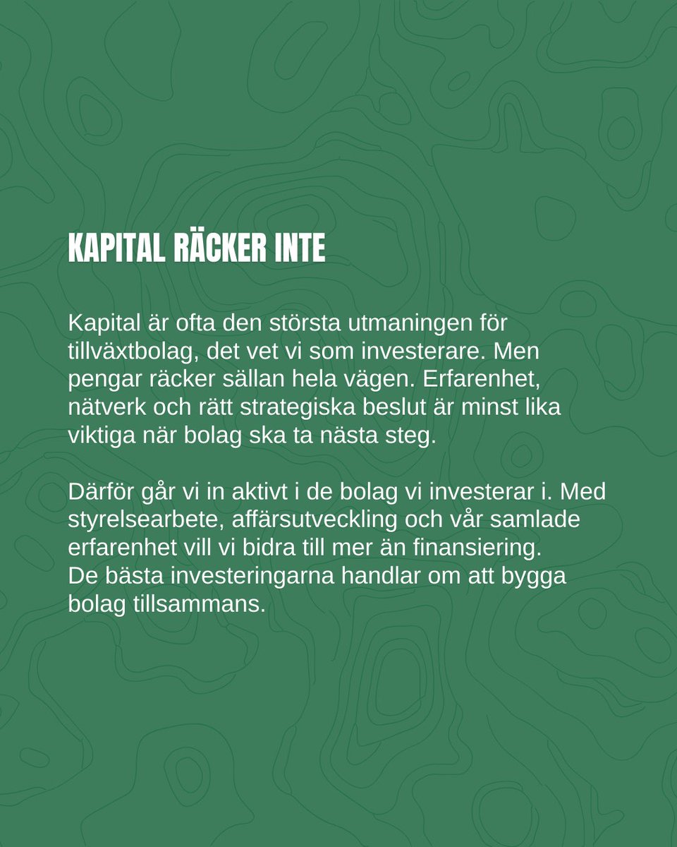 Northern_CapSek's tweet photo. Räcker kapital för att skapa ett framgångsrikt tillväxtbolag?

Vi menar att det krävs mer. Strategiskt stöd, erfarenhet och rätt nätverk kan vara minst lika avgörande som finansiering.

Håller du med, eller ser du det på ett annat sätt? Lämna gärna en kommentar.

#tillväxtbolag https://t.co/2bxysx6JIg