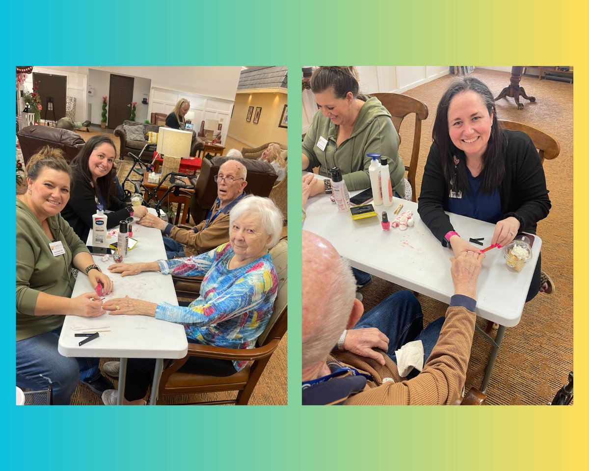 Clinton, OK, Account Executive Melissa Morgan (in black sweater) treated the residents at Homestead of Weatherford to a "spa day"!

#community #homehealth