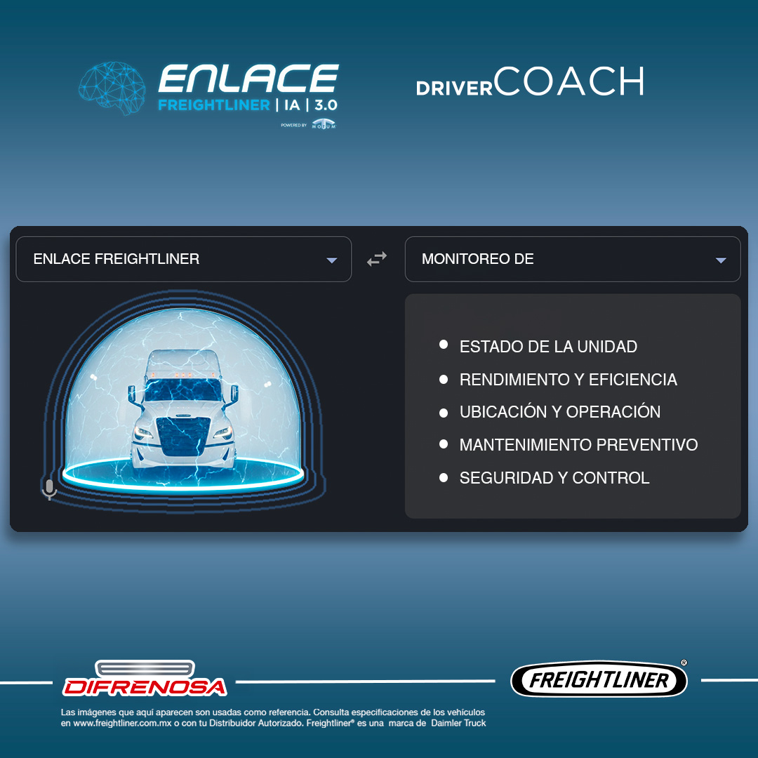 Los datos no sirven si no los conviertes en decisiones.
Enlace Freightliner 3.0 te da visibilidad en tiempo real para prevenir fallas, optimizar rutas y tener control total de tu operación.

@Freightlinermexico

#Difrenosa #Freightliner #Cascadia #TransporteMéxico #Camion