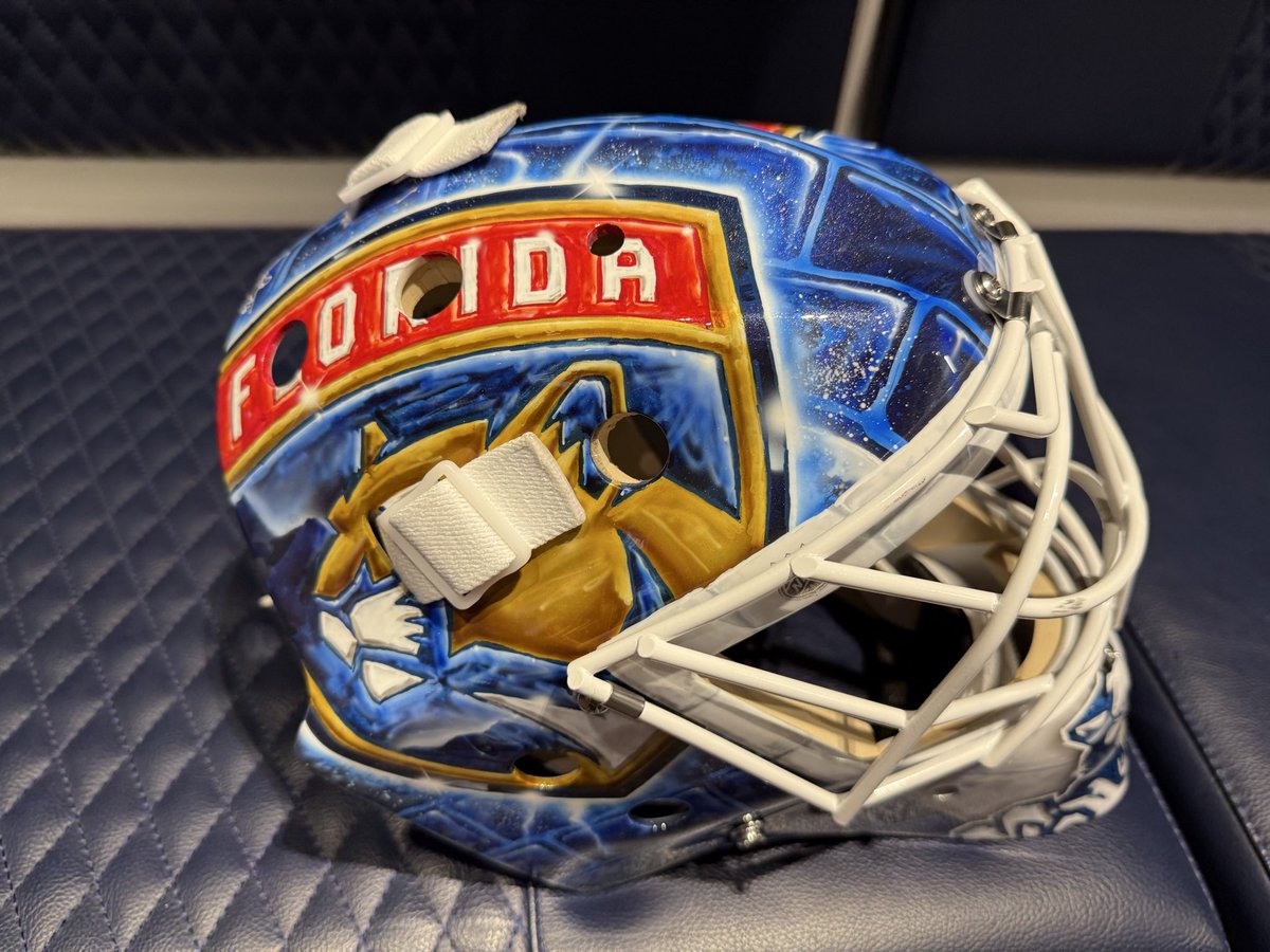 GeorgeRichards's tweet photo. Sergei Bobrovsky will have a new mask tomorrow v Toronto. It’s like his old mask with some slight changes. https://t.co/1mnRpANOWh