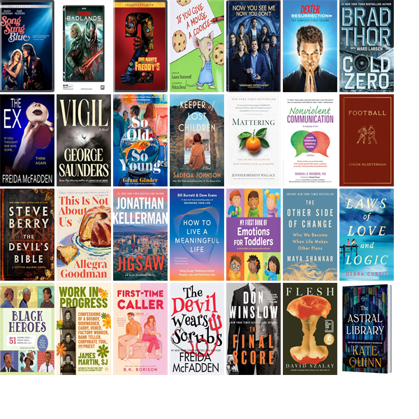TPMLibrary's tweet photo. This week the Tye Preston Memorial Library has 674 new books and nine new movies.  New items include Song Sung Blue, Predator, Five Nights at Freddy's 2, If You Give a Mouse a Cookie, Don't Believe Everything You Think, Now You See Me, and Dexter. https://t.co/mwazW2Odlq https://t.co/oSZW4LV3Vf