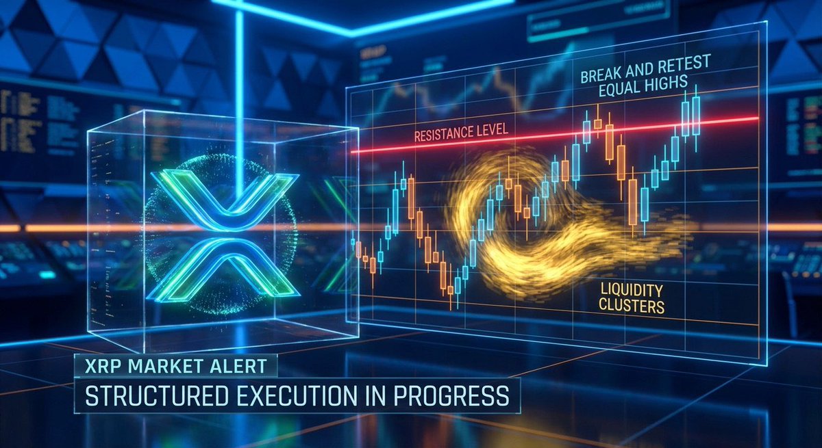XRP HUNTING LIQUIDITY CLUSTERS

$XRP is sitting heavy near resistance. Massive liquidity clusters are stacking up at the equal highs.

Big players hunt these zones to fill orders. Forget the news, watch the tape.

Two ways to play this:
- Break &amp; Retest: If resistance snaps with