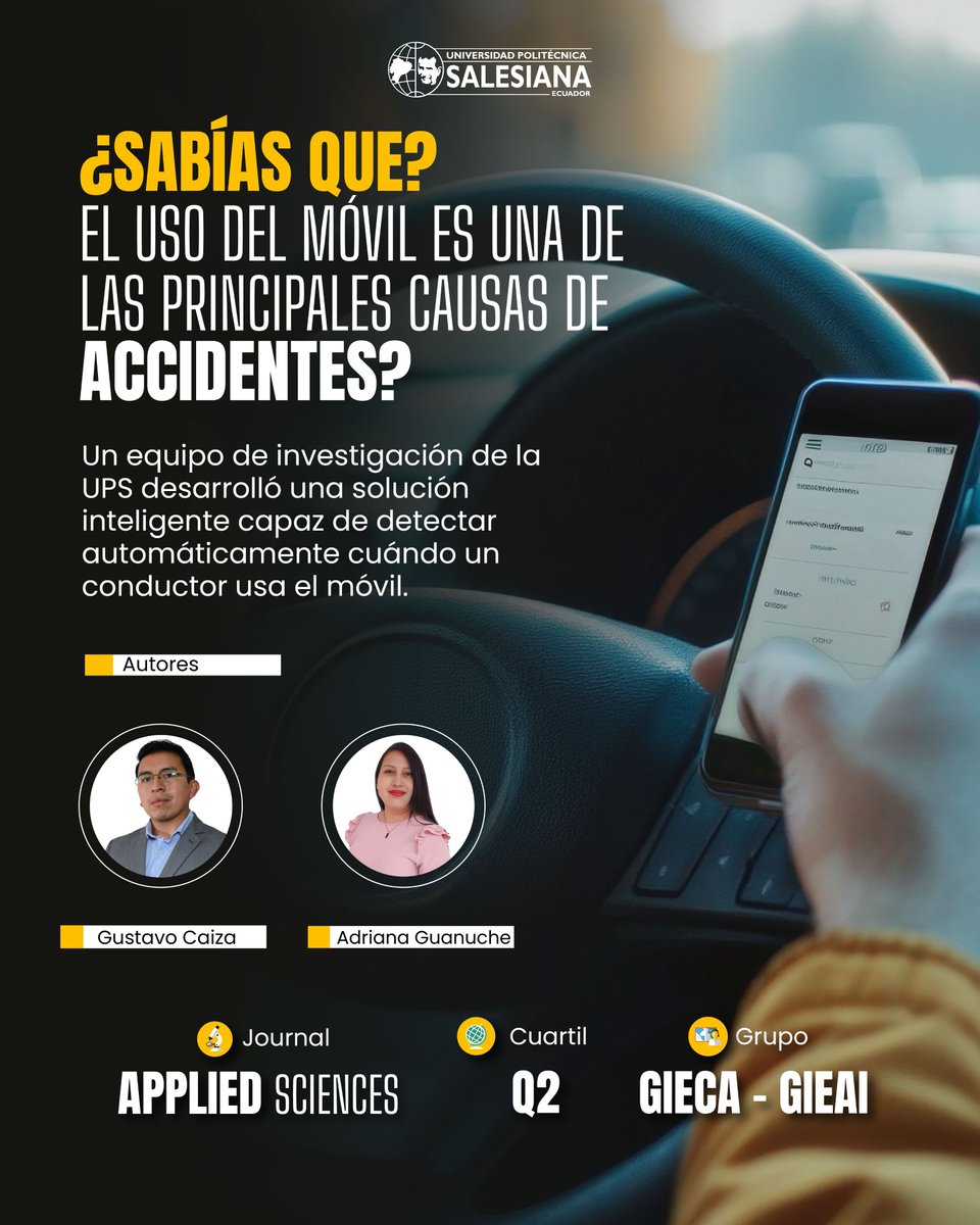 EcosistemaUps's tweet photo. ¿Cómo combatir la distracción al volante con IA? 🚗🤖Investigadores de la #UPS desarrollaron un sistema que detecta el uso del celular con un 81% de precisión, combinando visión por computador y sensores. Un avance clave para la seguridad vial.
🔗: https://t.co/5bAYueLZdX https://t.co/UEhzJ0S90K