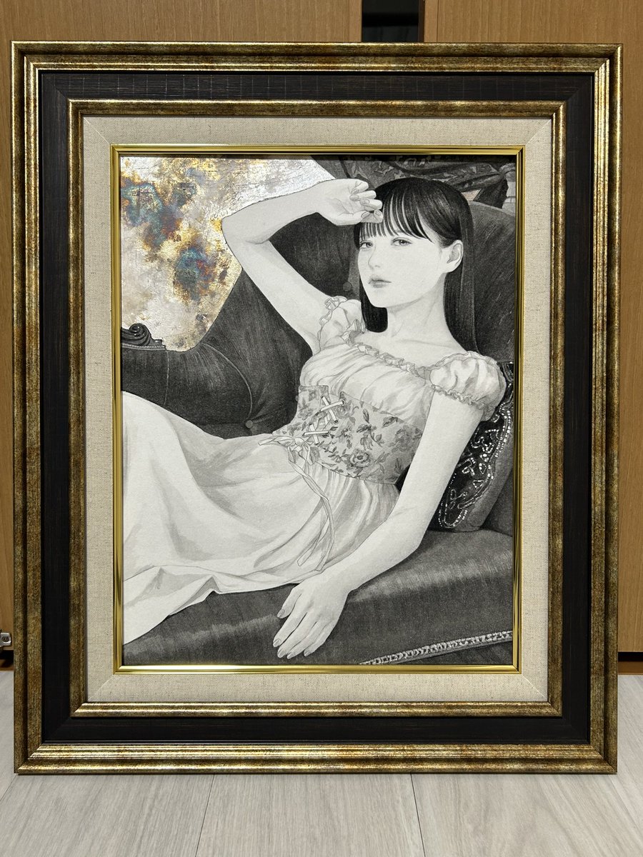 焼箔強すぎたかな…と少し心配してたけど額装したらいいかんじにgood❗️