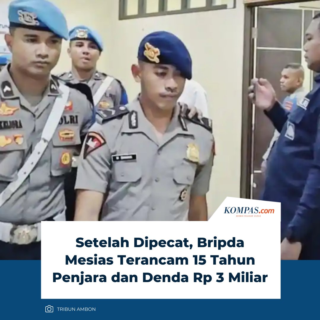 Tersangka terancam pidana maksimal 15 tahun penjara serta denda paling banyak Rp 3 miliar.

Baca di: regional.kompas.com/read/2026/02/2… 

~WR #Polisi #BripdaMesias
