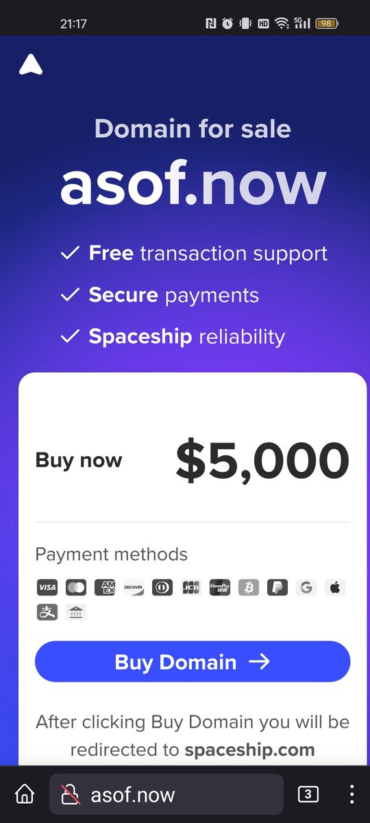 alcubierre100's tweet image. asof.now  for sale  
      #asofnow  #now #DomainsForSale