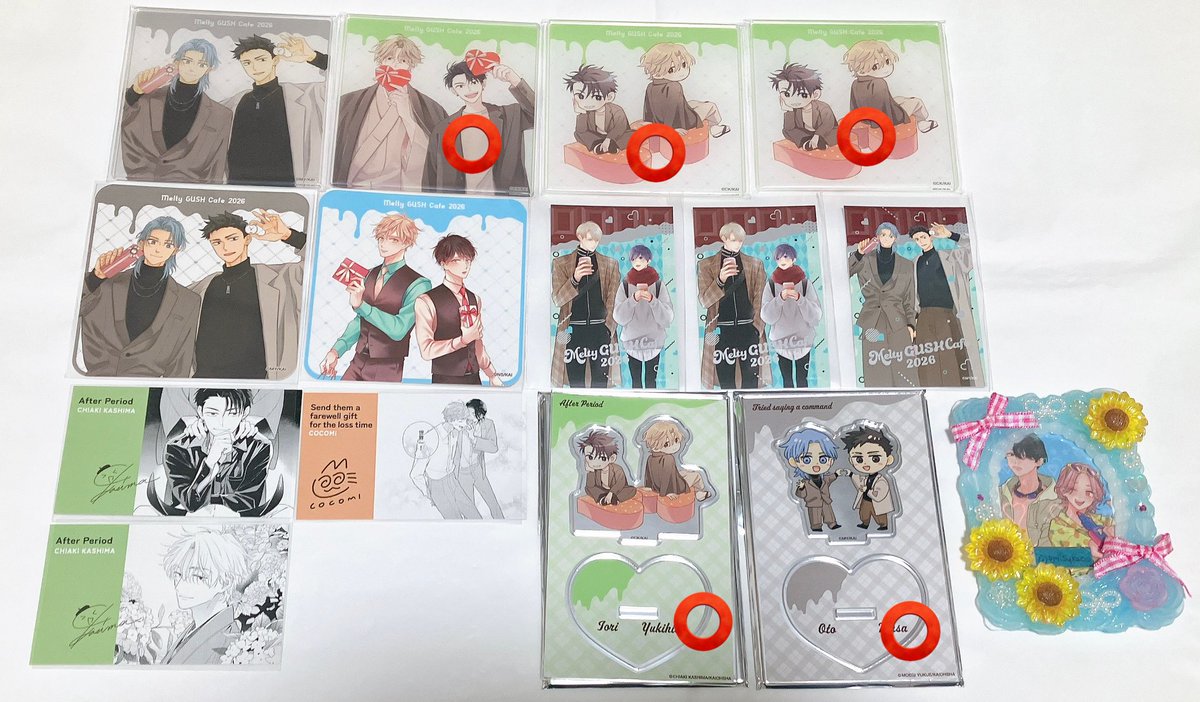 emisuke00's tweet photo. 【交換/譲渡】 Melty GUSH Cafe 2026 コースター 特典 グッズ

譲:画像1

求:同種 熊雪ふる先生>定価+送料

郵送or大阪市内お手渡し
等身⇄等身 SD⇄SD希望
名刺風カード•板チョコ風カード郵送交換の場合2点〜優先
譲渡は⭕️のみ
アクコは等身1000円•SD900円、アクスタは定価↓ https://t.co/Vh7F1KgK9X