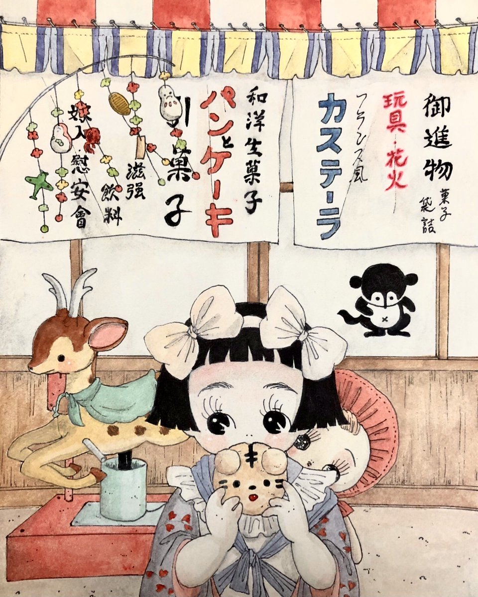 駄菓子屋イメージの絵は定期的に描いている…