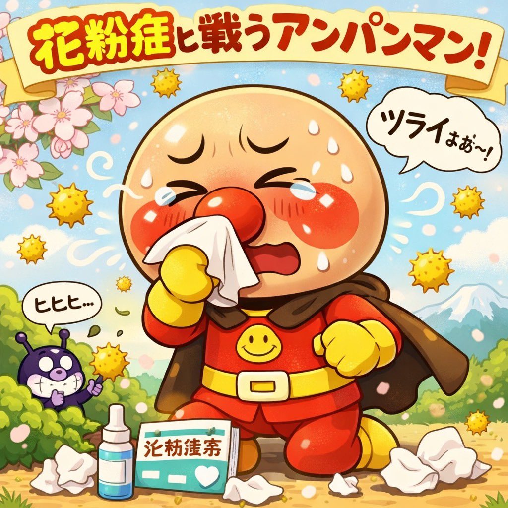TH700jp's tweet photo. ヒーローも花粉症には勝てないか https://t.co/idR9lLlJgm
