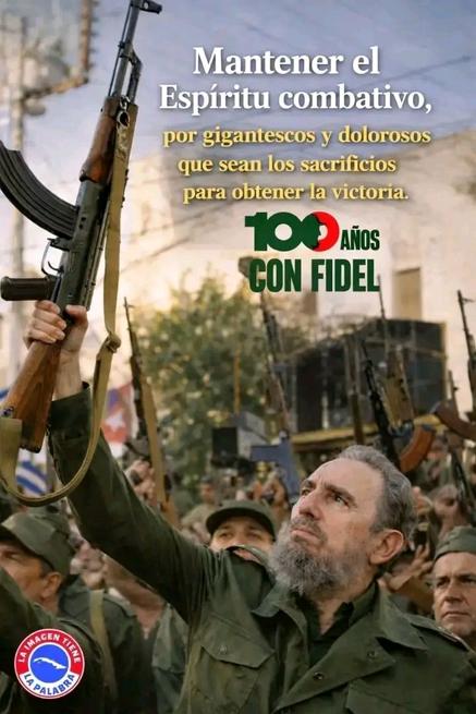 Mantener el espíritu combativo, por gigantescos y dolorosos que sean los sacrificios para obtener la victoria.
#FidelPorSiempre 
#CubaEstáFirme