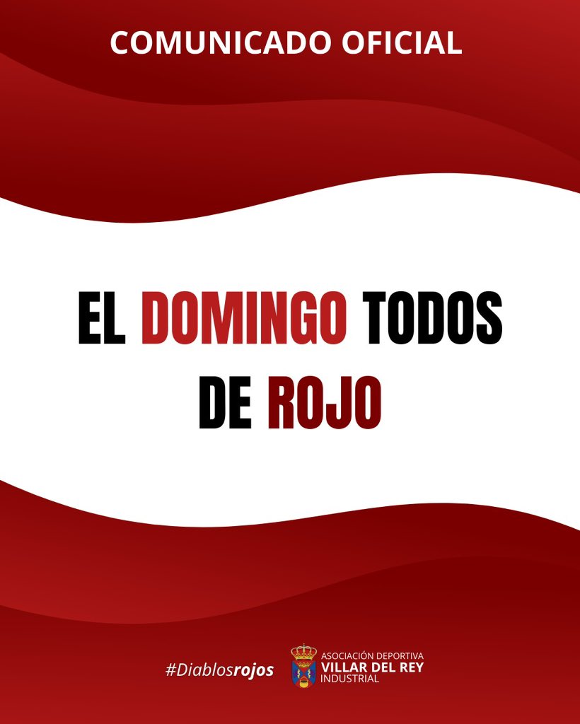 AD_VillardelRey's tweet photo. 𝐄𝐋 𝐃𝐎𝐌𝐈𝐍𝐆𝐎 𝐓𝐎𝐃𝐎𝐒 𝐃𝐄 𝐑𝐎𝐉𝐎 https://t.co/4PQdA5Pxi3