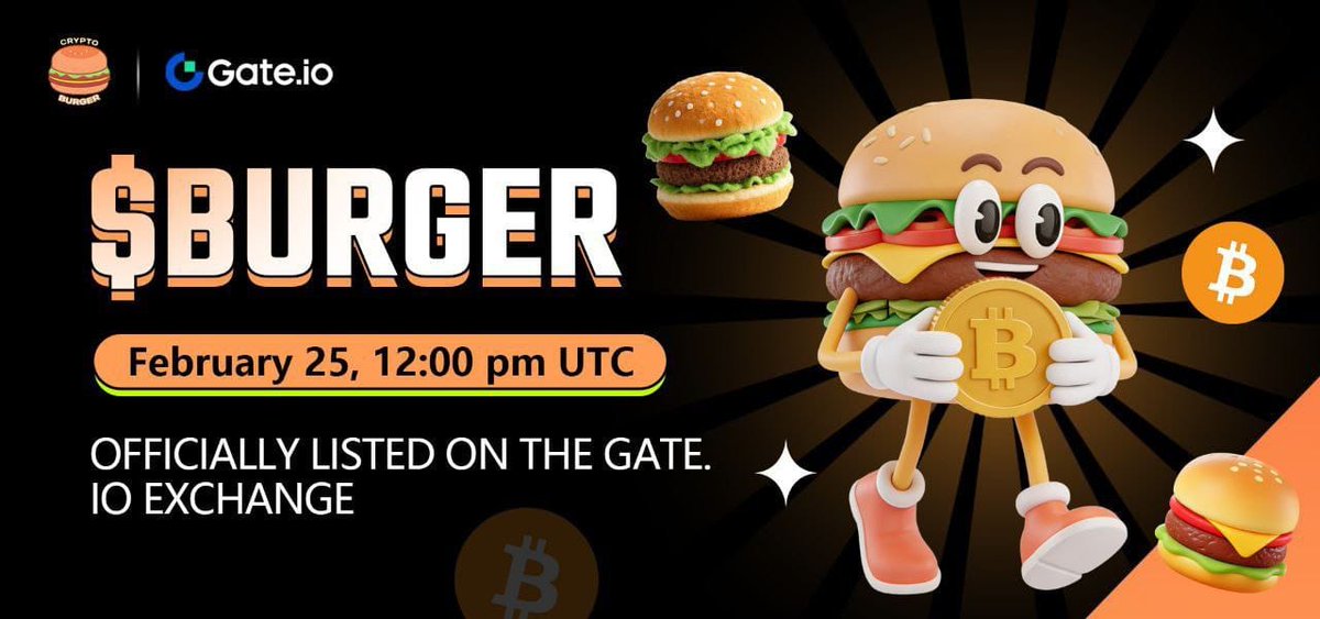 SH48907's tweet photo. 🔥 $BURGER will officially list on https://t.co/2nyVFMIXgE exchange on February 25th at 12:00 pm UTC
https://t.co/ba7uAsNxw3 Top 1 Bitcoin Runes Project: Building BTC-native intelligent execution & payment infrastructure,
#CryptoBurger #Gateio #Bitcoin #Runes
🍔 https://t.co/Ple6AqDtsY