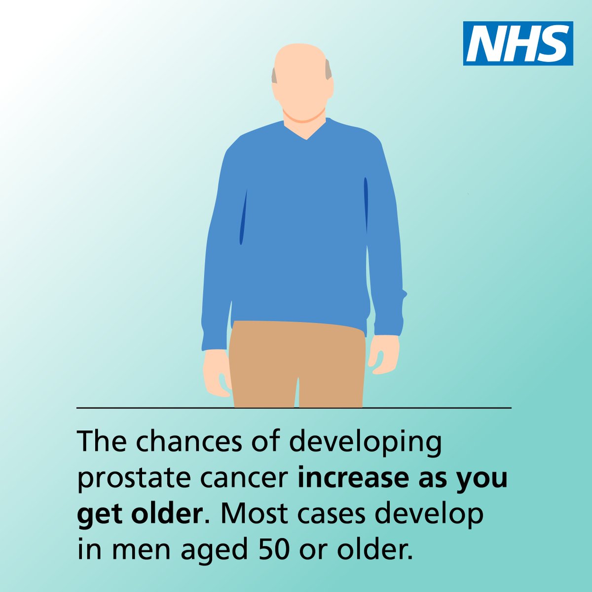 NHSuk's tweet photo. Prostate cancer often develops slowly, so there may be no symptoms for many years, but it’s important to know what to look out for.

But if something doesn’t feel right, don’t wait – contact your GP practice. Early diagnosis can save lives.

#ProstateCancerAwarenessMonth