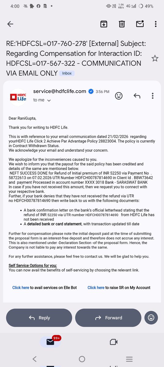 rg0021818's tweet photo. @HDFCLife committed Signature Forgery ('RAN' instead of 'RANI'). I have all proofs. @IRDAI_India deadline is 10 March, but HDFC refused compensation for my ruined Jury Exams &amp; career loss. https://t.co/BC5opdkgid
