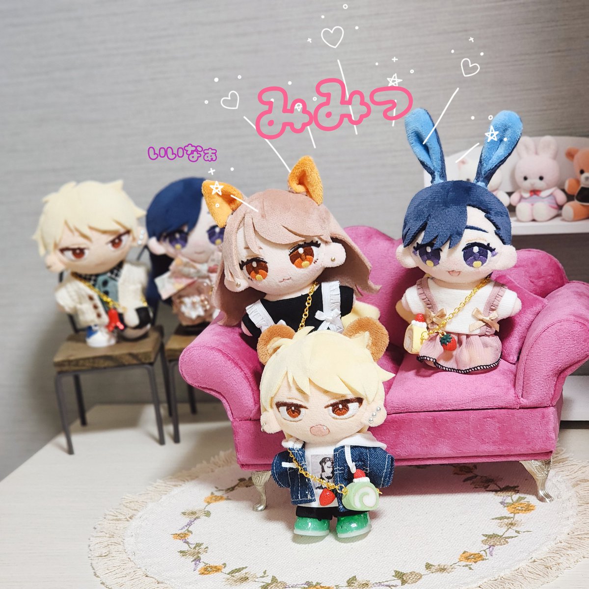 ちぷ屋様(@mgmgchip)に大春&かりんちゃんぬいを制作いただきました…!!初代大春も大事大事なのですが委員長のヘアアレンジしたい気持ちがつのって…せっかくなら…と色々考えたらこんな最高なことに…😭😂🙏🎊いつも大感謝です…🫶🫶🫶 