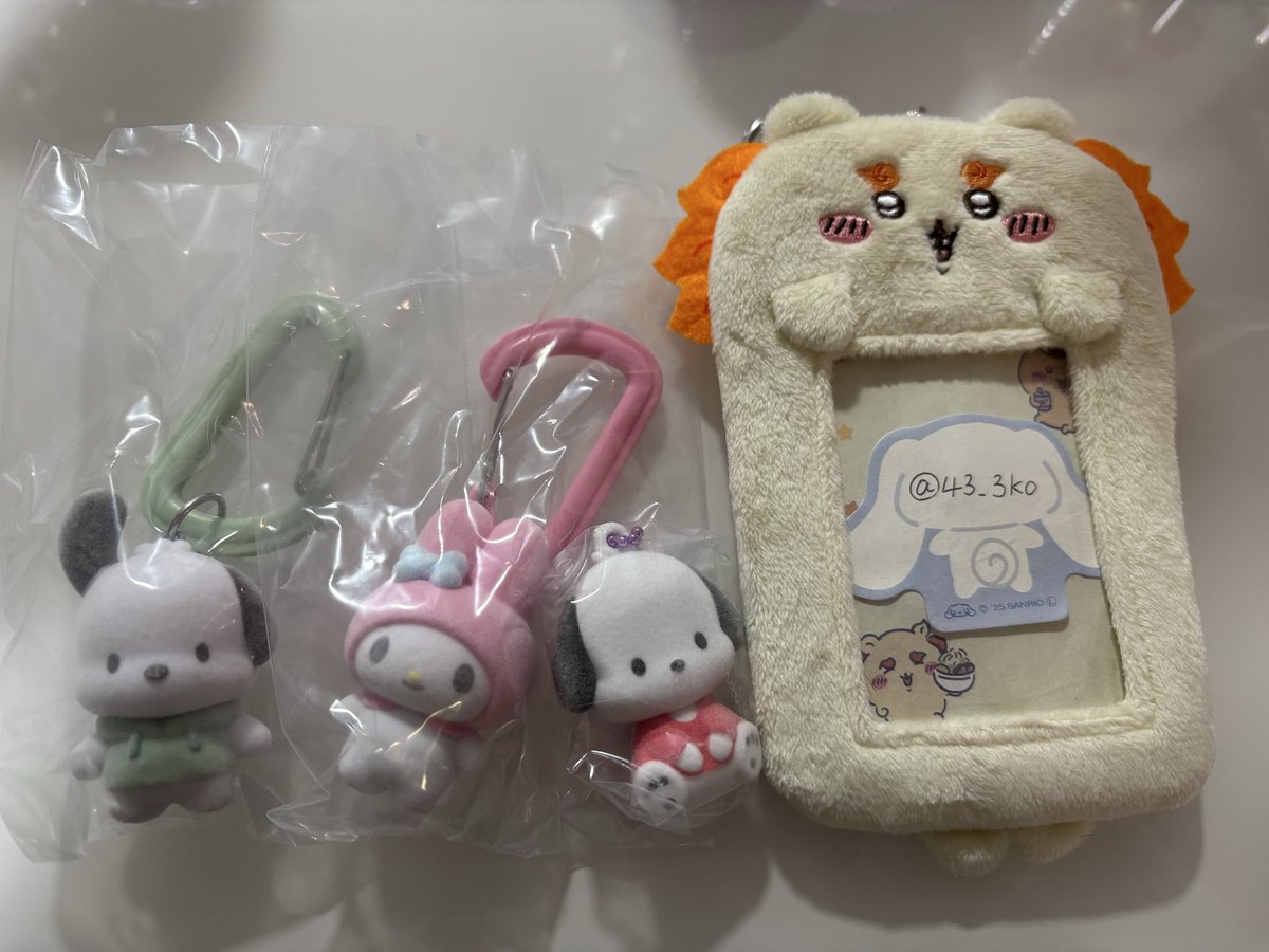43_3ko's tweet photo. サンリオ カラフルカラビナマスコットチャーム ふわわフロッキーマスコット ガチャ交換

【譲】　
ふわわ→ポチャッコ
カラビナ→マイメロ、ポチャッコ

【求】　
同種 シナモン シナモロール 

郵送での交換希望です。
お気軽にお声がけくださいませ🙇🏻‍♀️ https://t.co/kKc5QbDtAq