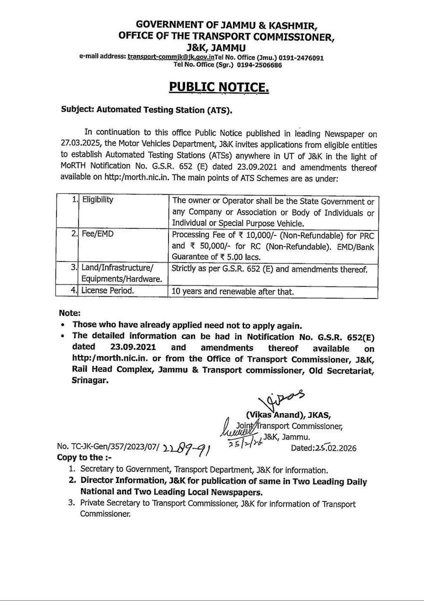 TRANSPORT DEPARTMENT, J&K tweet media