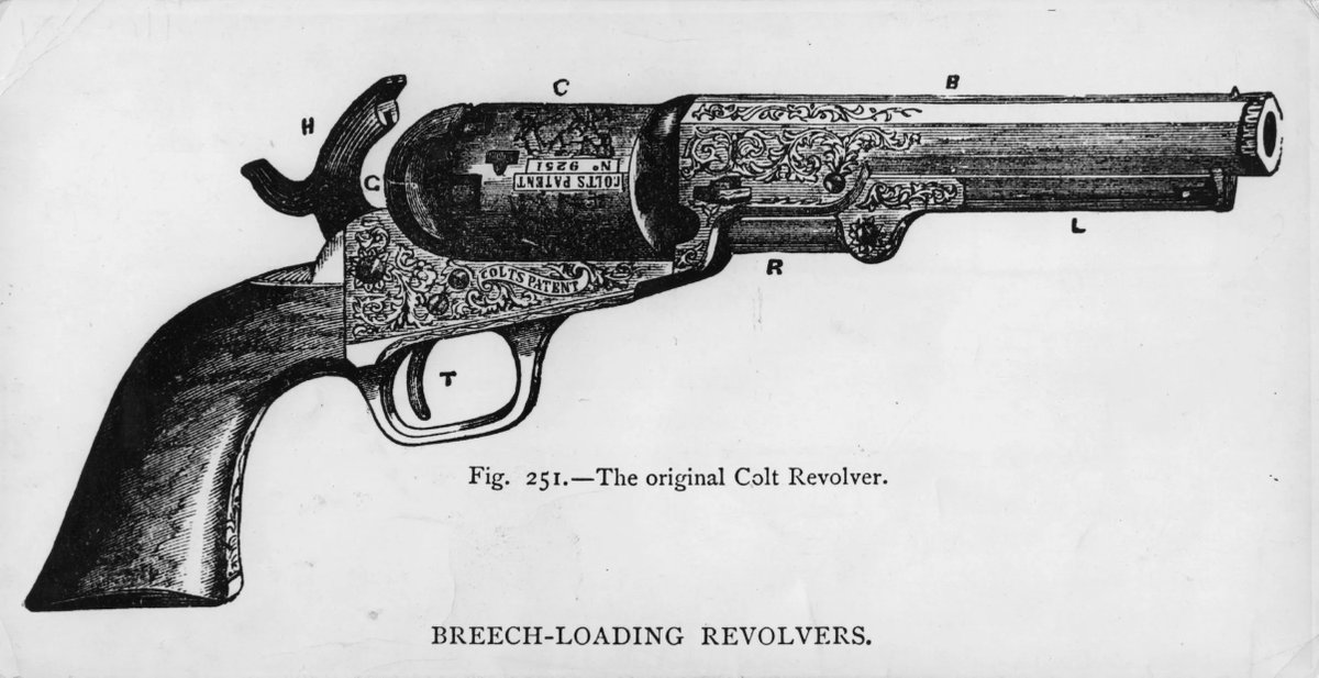 RKrivoFX's tweet image. February 25, 1836 - Samuel Colt patents the first practical revolving-cylinder, multi-shot revolver, allowing it to fire multiple shots without reloading #History #Colt #Firearms #Revolver #Technology #Military #Patent #SamuelColt #Inventor