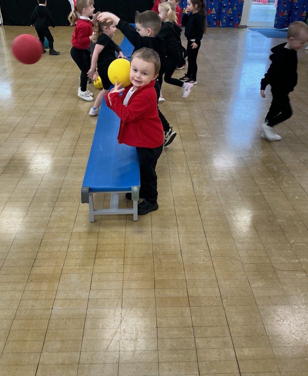 Teamwork! Nursery worked hard on their ball skills today in PE. We practiced throwing and catching as well as rolling the ball to our friend.