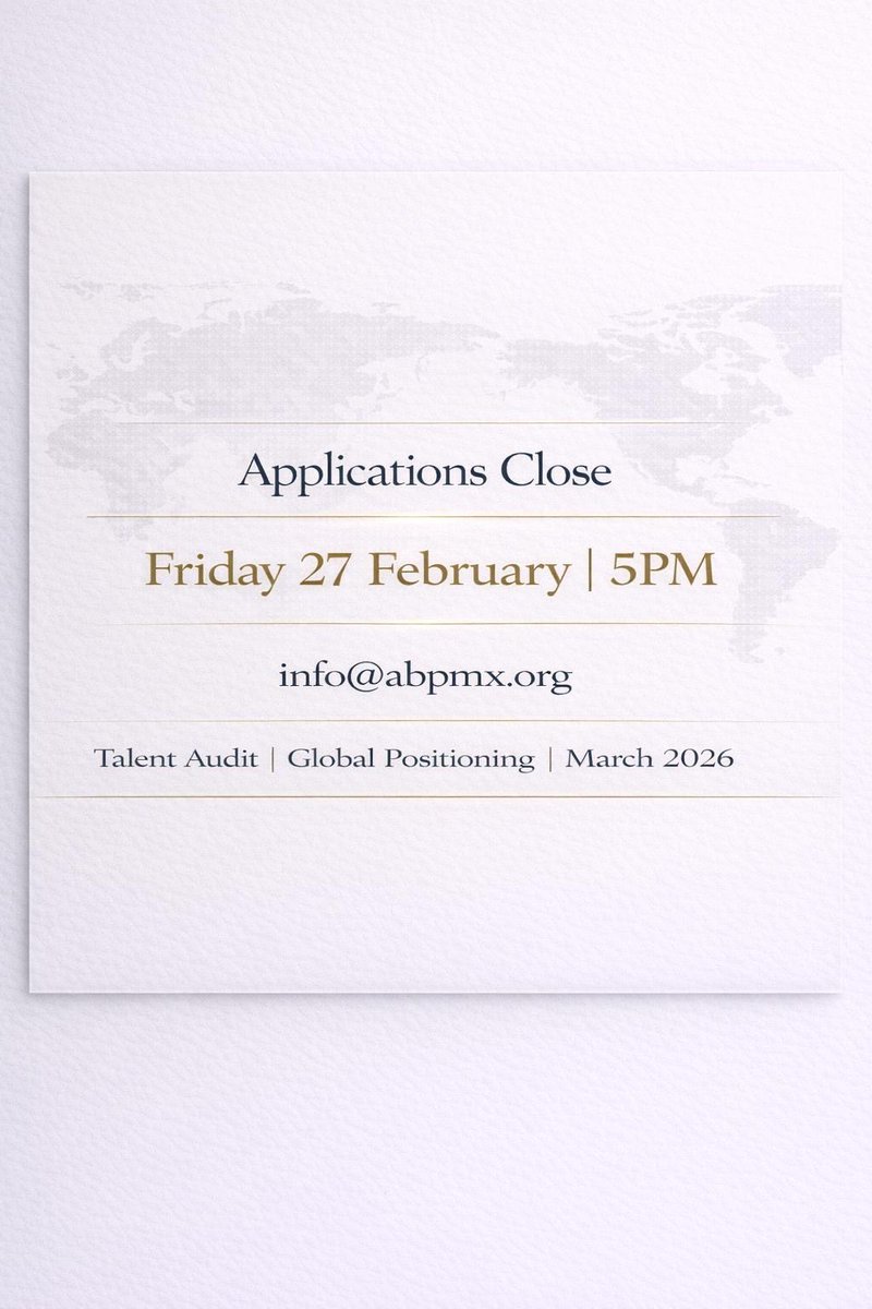 abpm_x's tweet photo. Gain international recognition, expand your professional network, and unlock new career opportunities on a global stage. This is your moment to position yourself among world-class professionals.
Apply now. Your global journey starts here.
#ABPMX #GlobalTalent #CareerGrowth https://t.co/2CBAqsBHly