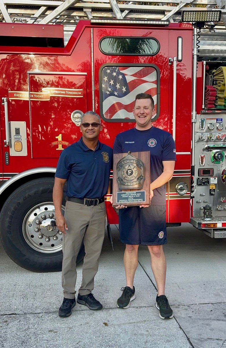 IAFF2928_'s tweet photo. Congratulations 🎉🎈🍾 to FF Christian Dick (29C) on his retirement. Wishing him and family all the best! 10 years of service. Thank you for your membership and commitment to Professional Firefighters and Paramedics of Palm Beach County Local 2928. 
#retirementaxe https://t.co/CqPoXOjoBp