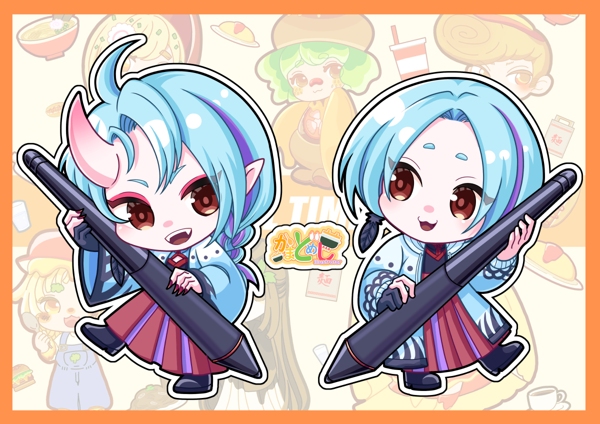 ヘッダーの変更をしました。

男女かまどめしイラスト。好きなSDキャラにて。
ＳＤキャラクター依頼サンプルも兼ねております。

髪のアシメと色味は変わらないんですが、私ベースを残しつつさらに趣味振りしたら半妖みたいになったのが男。楽しい。

#SDキャラ　#有償依頼受付中