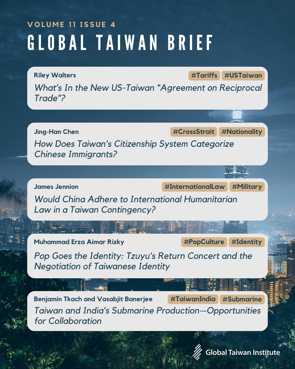 globaltaiwan's tweet photo. ๐ฅ #GTB 11.4 is out nowโ
Read the articles here: https://t.co/1EPSOgv57d
#Taiwan #USTaiwan #Trade #TWICE #Tzuyu #ART #InternationalLaw #India #Submarine https://t.co/6nyrKp3DWv