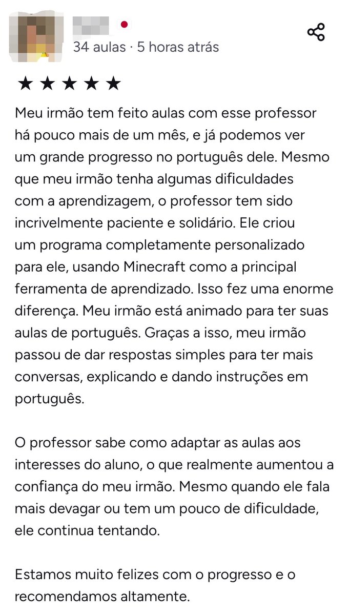 essa avaliação que eu acabei de receber