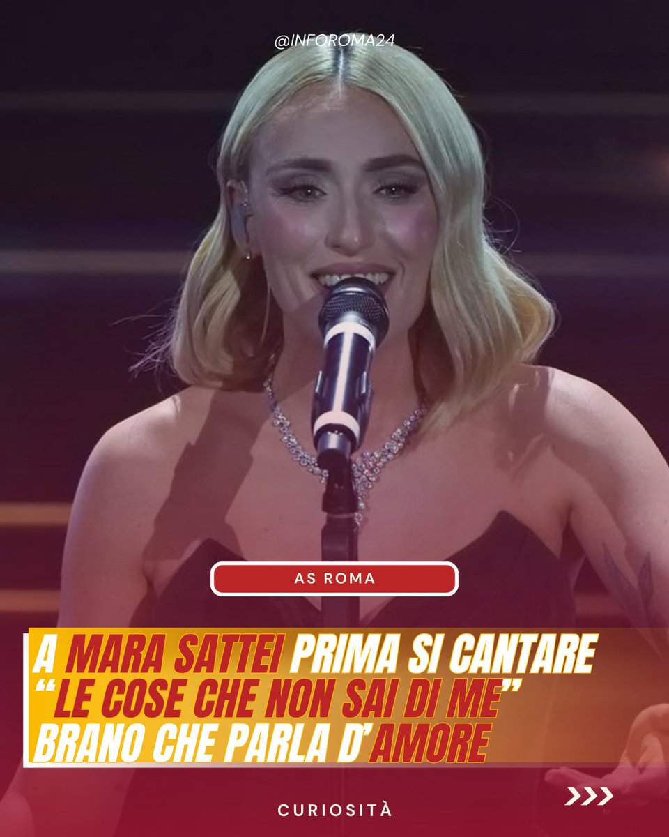 inforoma24's tweet photo. 🟡🔴 "Forza Roma" X #Sanremo2026: a quali cantanti è stato urlato, dalla platea, lo slogan?
🎤 Mara #Sattei prima di cantare "le cose che non sai di me".
🎙️ #EddieBrock prima di cantare la sua canzone "avvoltoi".
🐺 Leo #Gassman prima di cantare il suo inedito "naturale". https://t.co/Cvf1uouu60