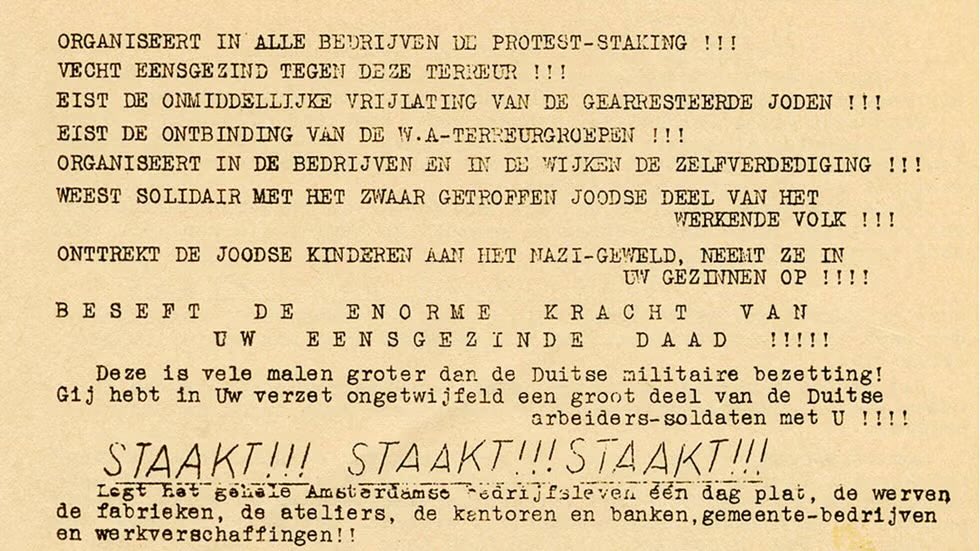 Vandaag herdenken we de Februaristaking van 1941. Er was veel moed nodig om tijdens de bezetting zo tegen de Jodenvervolging te protesteren. Laat het je inspireren om ook nu op te blijven staan tegen onrecht en te strijden tegen antisemitisme, racisme en vreemdelingenhaat.