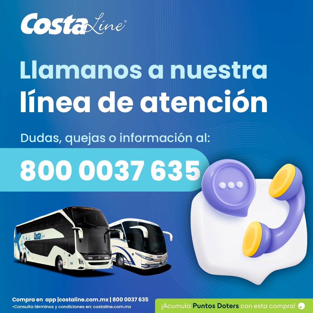 🚌💙 ¿Te apoyamos con tu viaje?
Marca al 800 0037 635 y recibe atención personalizada al momento.
Estamos para ayudarte 🙌