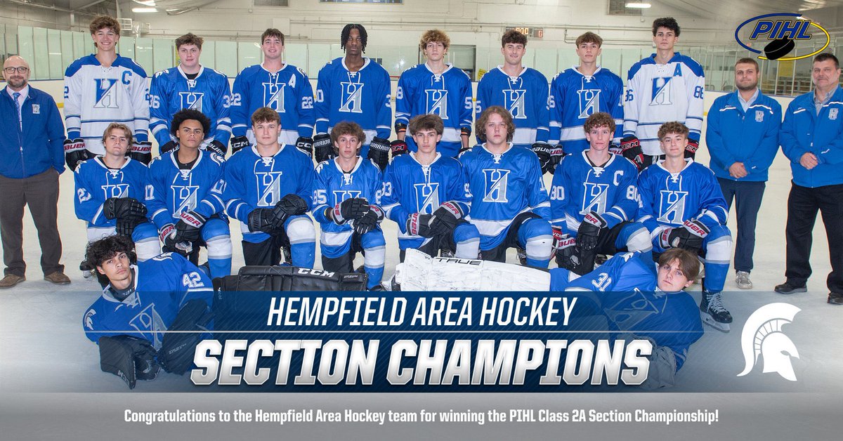 hasd_athletics's tweet photo. Congratulations to the Hempfield Area Hockey team for finishing the regular season with a 17-3 record (tied with Armstrong with 50 points), winning the PIHL Class 2A Section Championship, and earning the #1 seed in the upcoming Penguins Cup Playoffs! https://t.co/6IubzG3OZx