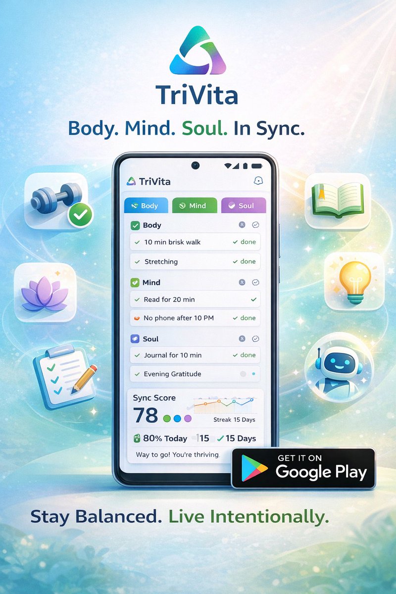 GogikarLokesh's tweet image. Nobody tells you this about productivity 👇
Balance beats hustle.
TriVita helps you track it — Body, Mind, Soul.
 play.google.com/store/apps/det…

#HMDAiFeaturePhone #RSCode #CompromisedCongress #Nallakannu #NCERT #Israele #OmPrakash #AntiHinduJagan #RashmikaMandanna #VRUSHAKARMA