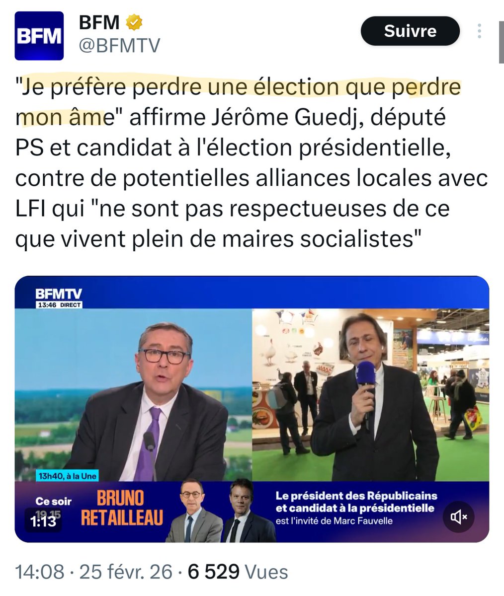 Dixit le gars qui a choisi de sauver à plusieurs reprises le gouvernement Macron de la censure par peur de perdre son siège auquel il est accroché comme une moule à son rocher...

Ça pourrait être drôle si c'était pas autant pathétique !