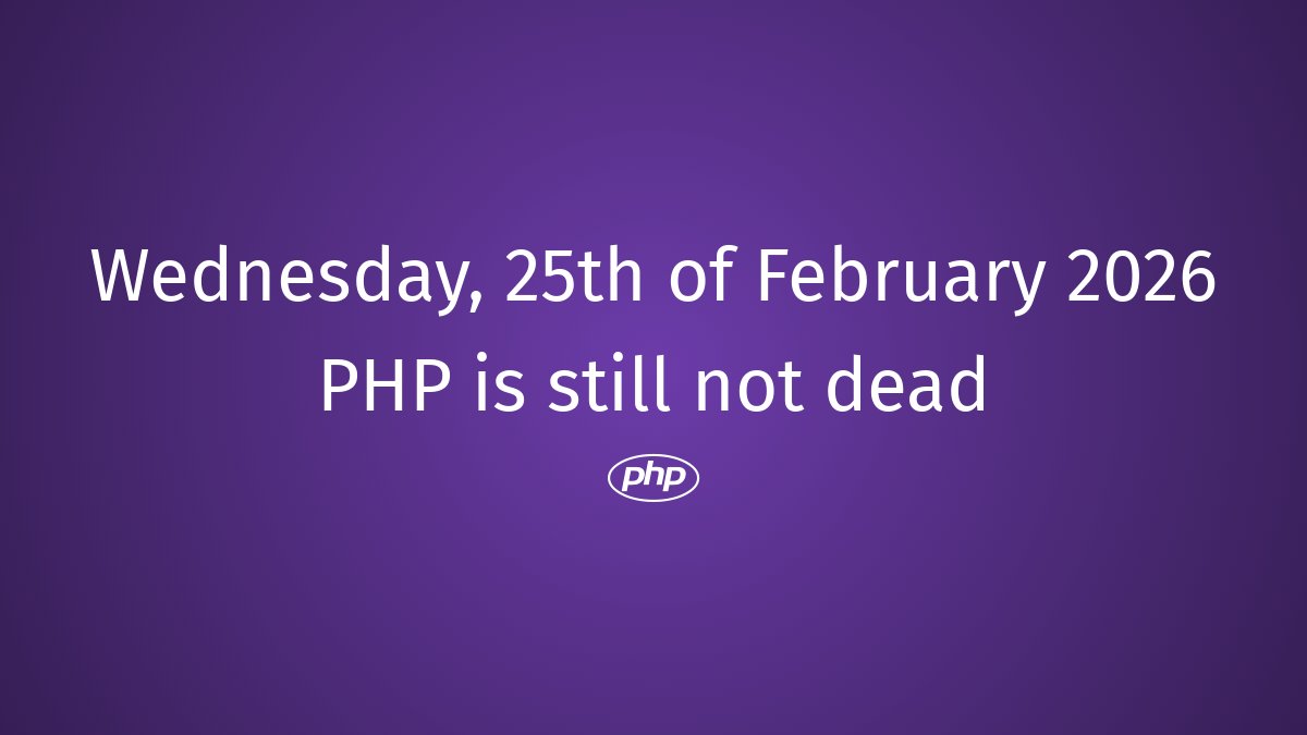 PhpDead's tweet photo. PHP still not dead #php #PHPVibrant #PHPLovers #PHPFrameworks #PHPRevival #PHPRejuvenation #BackendDevelopment #PHPRebirth #PHPInnovation #PHPNostalgia https://t.co/dYZ3dkQ1i7